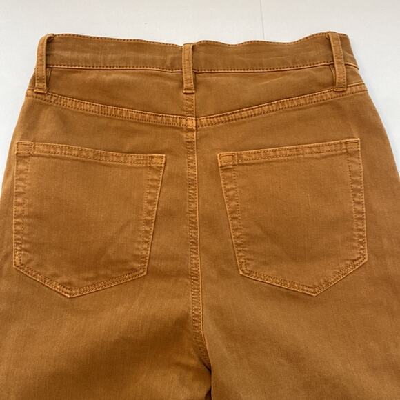 NWOT LOFT High Waist Skinny Jeans in Mustard w Frayed Ends Pockets Stretch Sz 24 - Picture 9 of 13